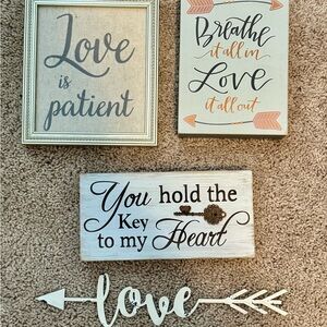 Inspirational Love Wall Art Set - Cream, Black, and Orange